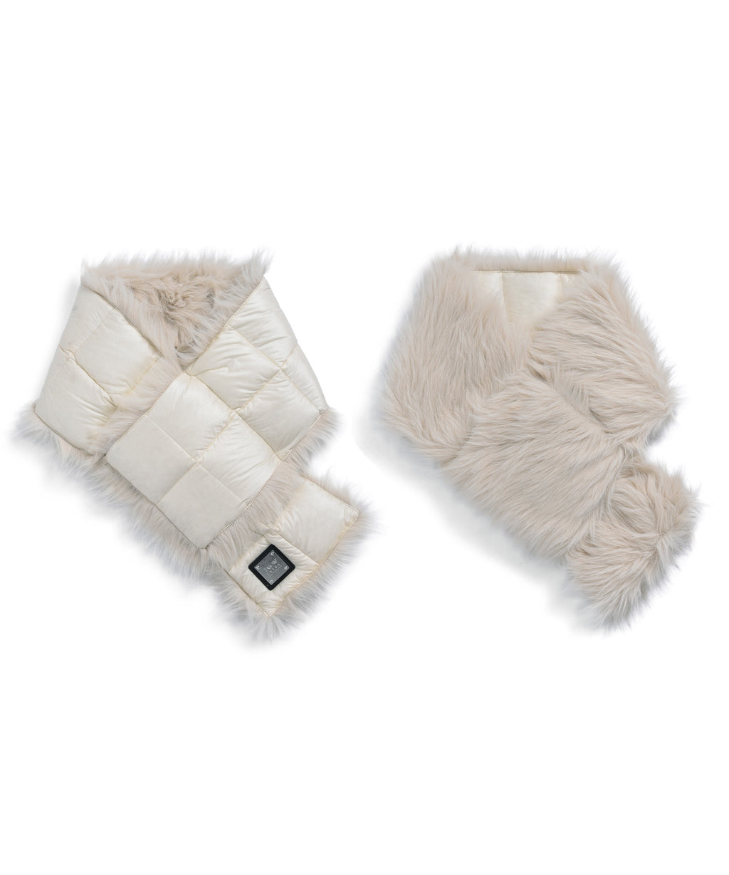 ホワイトチョコレートさま LOUNIE リバーシブルエコファーマフラーとストール EX-RMF01A-ECO-FUR_OFFWHITE-