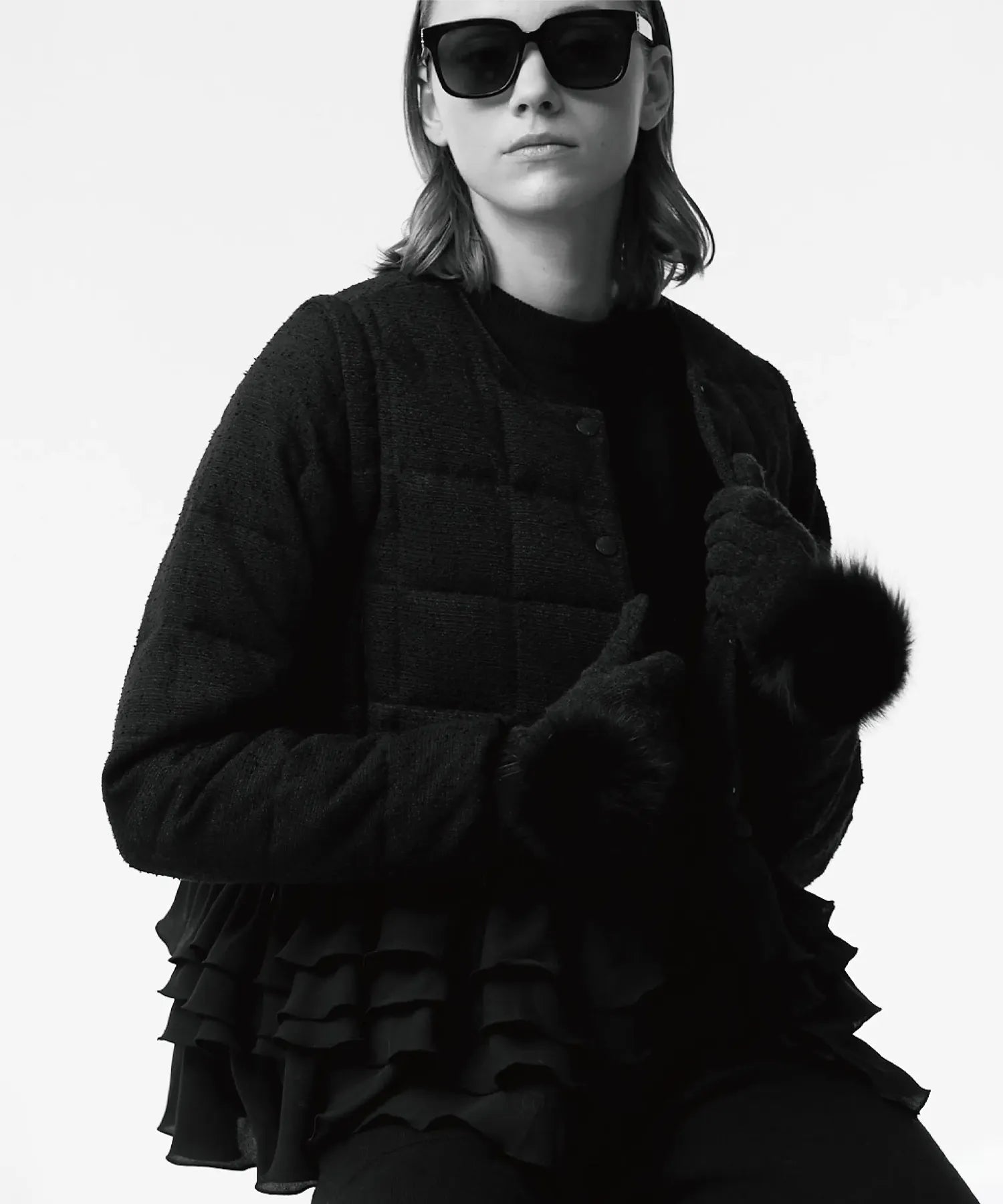 【POP UP限定商品】【WOMEN】”クルーネックボレロ”インナーダウンセット（ツイード）＜TYPEⅡ＞（EX-W042A-TWD-SET-T2）